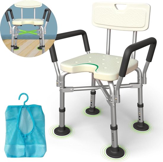 Douchestoel Met Arm- En Rugleuning - Ergonomisch Comfort Voor In De Badkamer Douchestoel