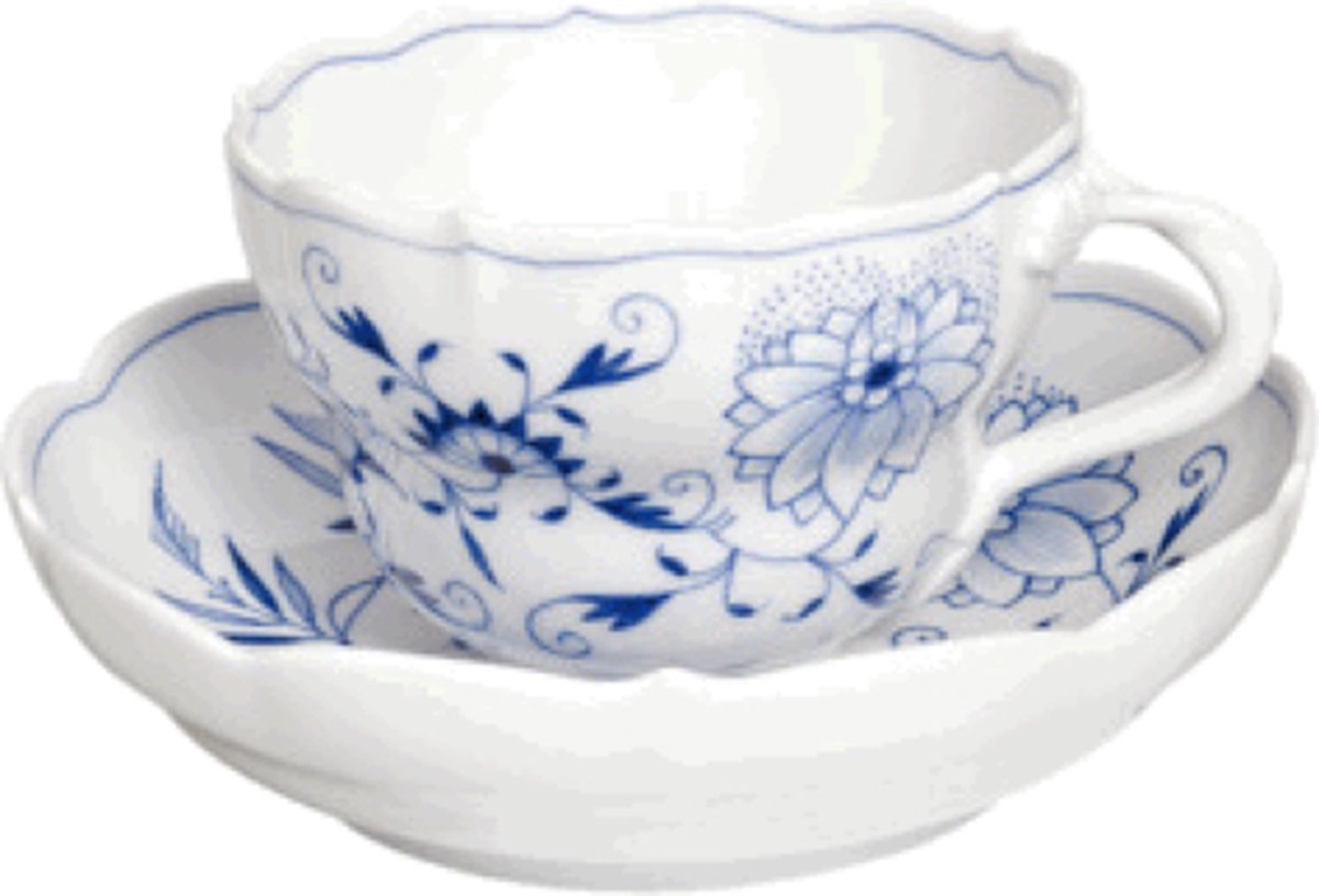 Meissen Koffie kop en schotel Blauwe uienpatroon