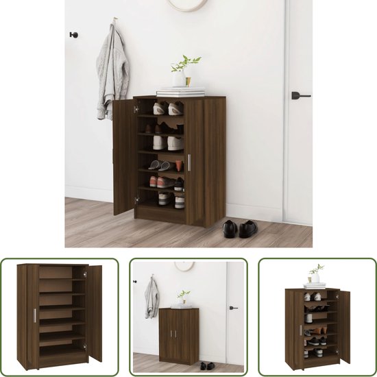 Foto: The living store schoenenkast bruineiken 60x35x92 cm