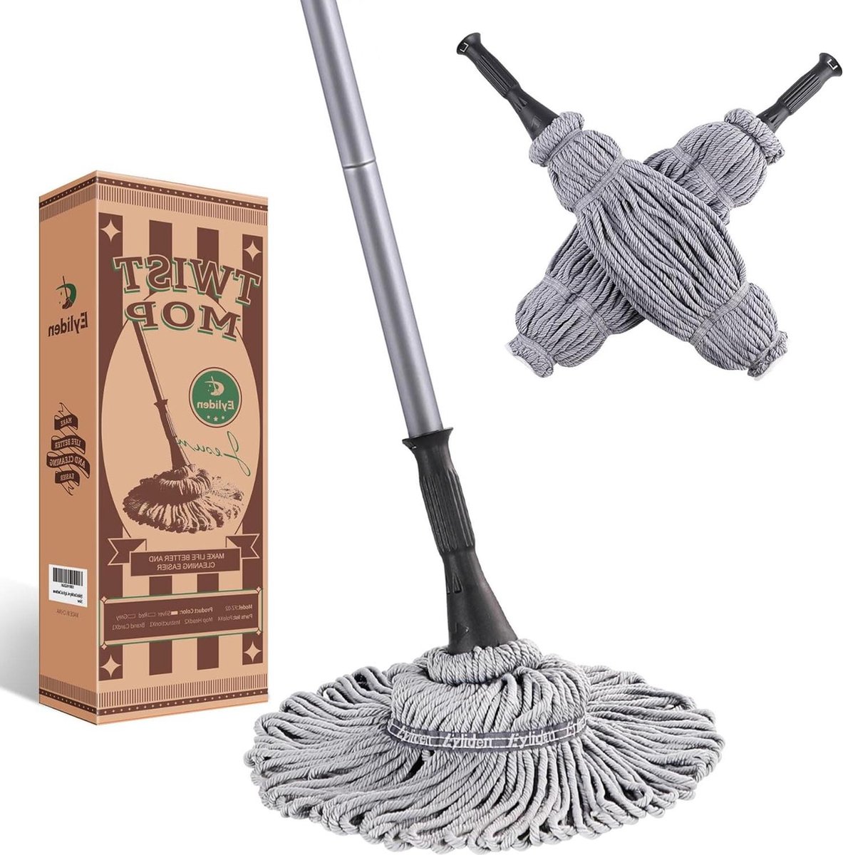 Goedkoopste Uitwringbare Twist Mop - Lengte 57 inch - Natte dweil voor vloerreiniging - Hardhout, vinyl, tegels