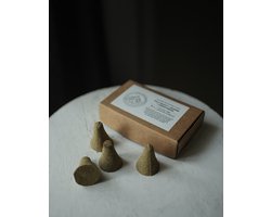Super Food Ceremony - PALO SANTO + ORANGE + LEMON GRASS Incense cones XL - kegelwierook - Rechtstreeks uit PERU - 8 stuks - 100% authentiek en natuurlijk - holistic support - heilig hout - wierook kegel - handgemaakt