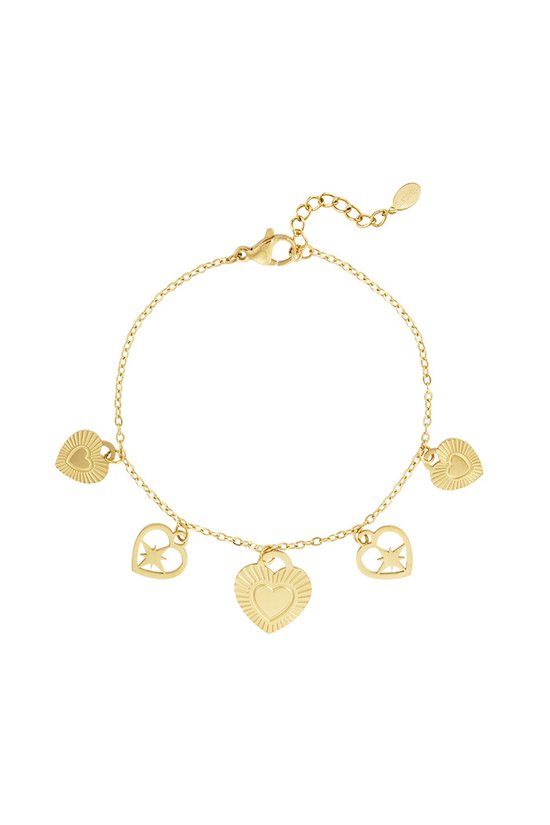 Bracelet Acier Doré Avec Breloque Cœur - Neuf étiqueté, Bijou Fantaisie Amour, Cadeau Romantique
