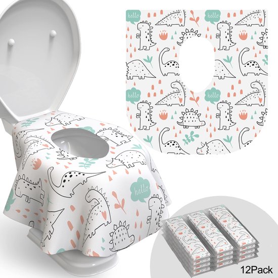 Foto: Yy chan toilet seat cover papier 100 recycled hygi nisch papier doorspoelbaar wc bril bescherming geschikt voor op vakantie of reis dinosaurussen 12 stucks