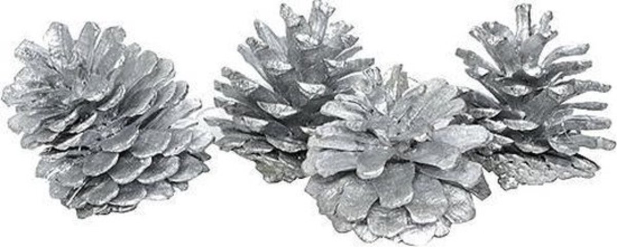 Decoratie dennenappelen - Zilver - 12 stuks - Kerstdecoratie - Kerstversiering - Ø5 cm