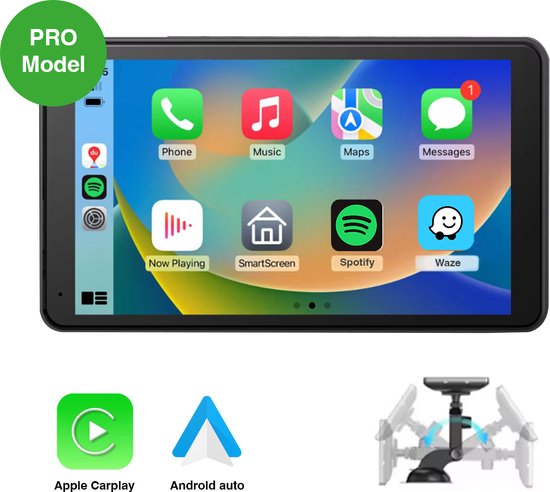 Foto: Thingy navigatiesysteem 7 inch apple carplay en android auto draadloos universeel touchscreen bluetooth makkelijke installatie carplay scherm fm transmitter autoradio