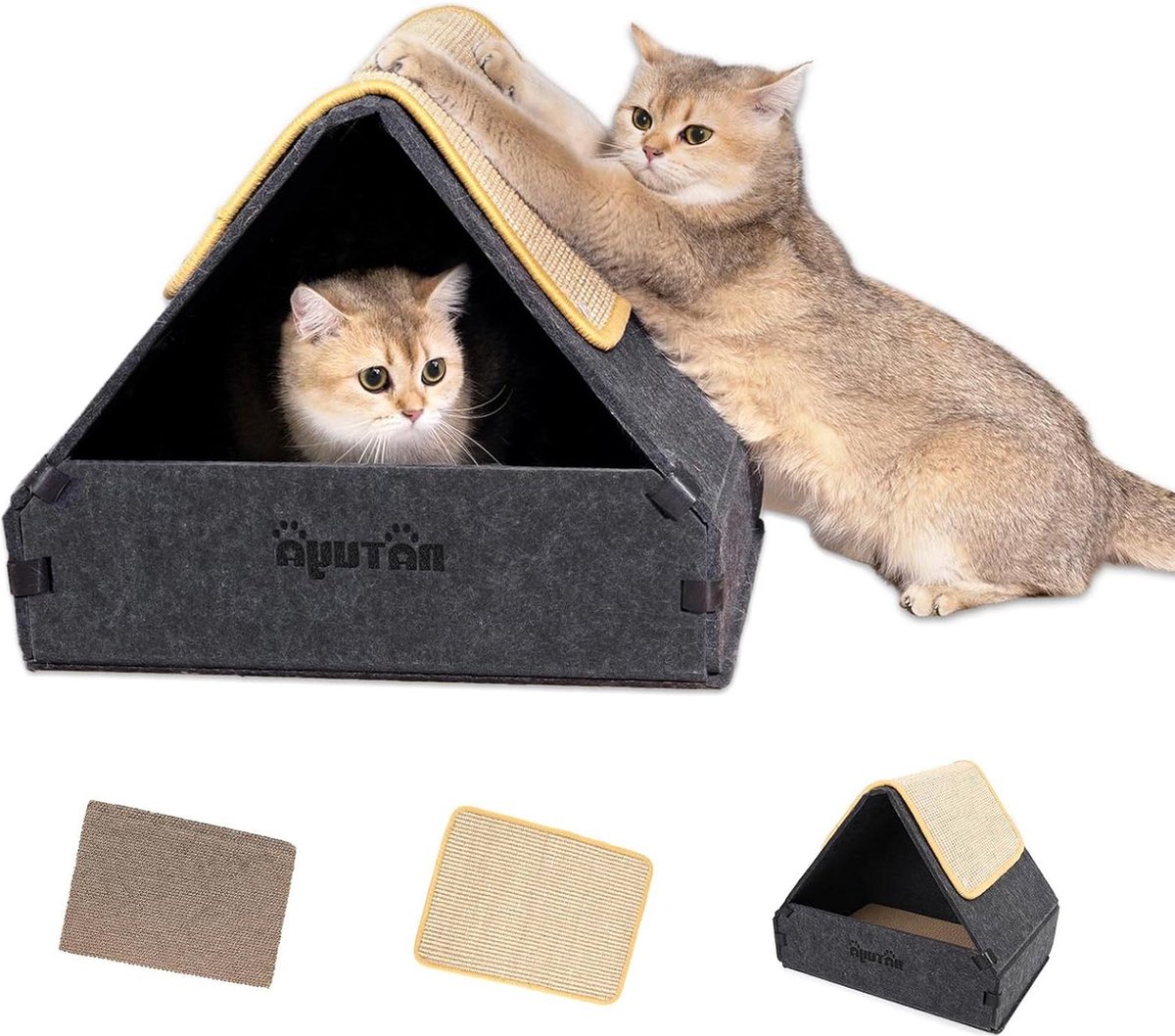 Kattenmand Vilt Grijs Opvouwbaar - Stevig en Onderhoudsvriendelijk - 43 x 33 x 35 cm