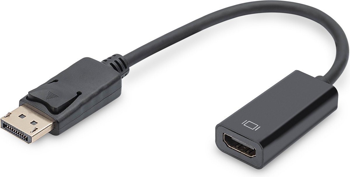 Image of Digitus DB-340400-001-S DisplayPort / HDMI Adapter [1x DisplayPort stekker - 1x HDMI-bus] Zwart Rond, Afgeschermd (dubb