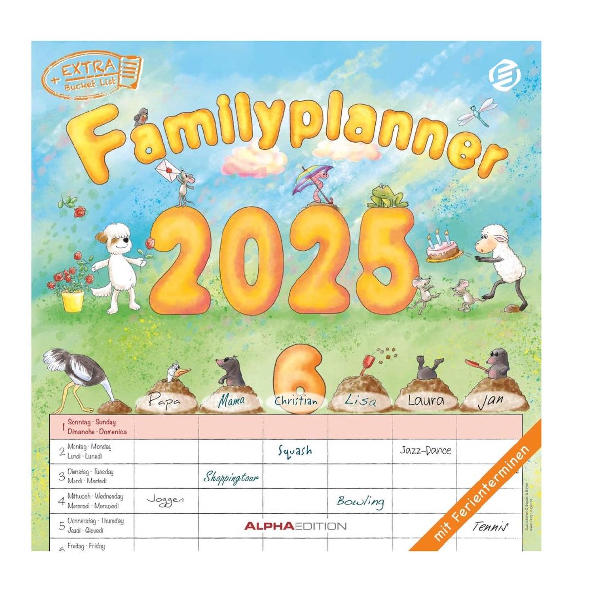 Equivera Famillieplanner 2025 - Familyplanner 2025 - Gezinsplanner - Kalender - Weekplanner - Weekoverzicht - tot 18 Maanden