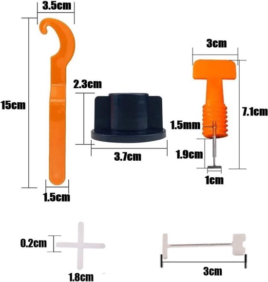 Tegelnivellering Systeem Kits │ 100 Stuks Tegelvulhulpset Herbruikbaar │ met 200 Stuks Tegelafstandhouders en 2 Stuks Speciale Sleutels │ voor Wand- En Vloertegels van 3-16 mm Dik Tegelnivellering Systeem Kits │ 100 Stuks Tegelvulhulpset Herbruikbaar │ met 200 Stuks Tegelafstandhouders en 2 Stuks Speciale Sleutels │ voor Wand- En Vloertegels van 3-16 mm Dik
