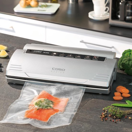 CASO GourmetVAC 480 Vacuümmachine, testoordeel zeer goed, dubbele lasnaad, zuigerpomp (20 l/min), regelbare vacuümsterkte, incl. 10 professionele foliezakken