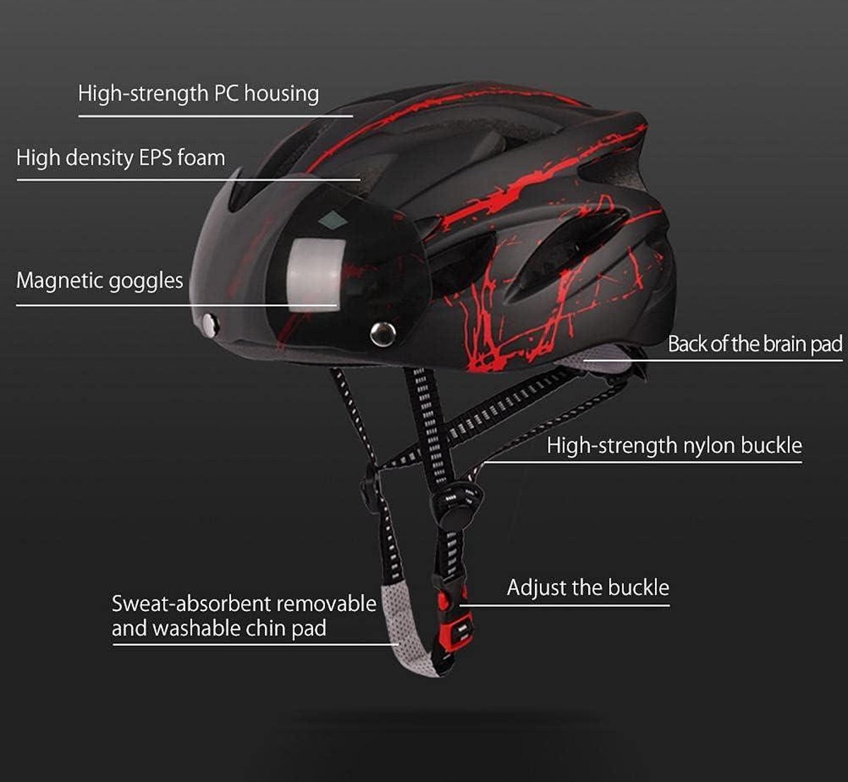 Fietsen helm met magnetisch vizier - Mountainbike helm voor volwassenen - Unisex.