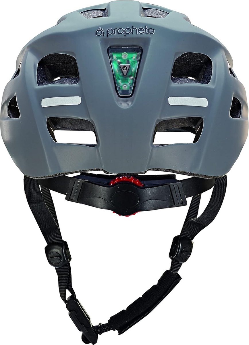 Fidlock Sluiting Helm Prophete Fietshelm Met LED Licht En Fidlock Sluiting - Maat 55-58 Cm - Grijs - Voor Dames En Heren - Veilig En Sportief Geïntegreerde Verlichting Helm