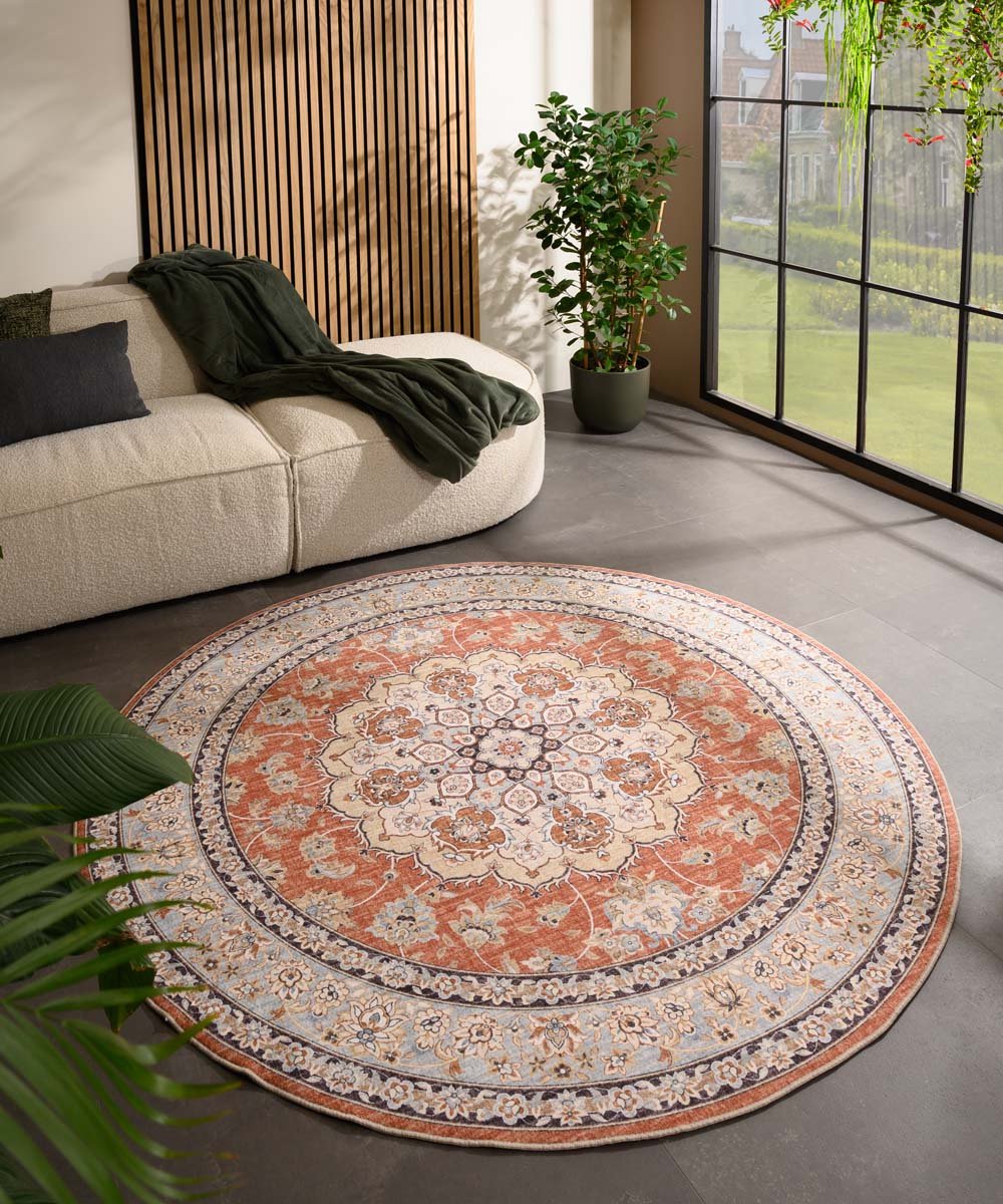 Rond Vintage buitenkleed - Valenca Nova terracotta 230 cm