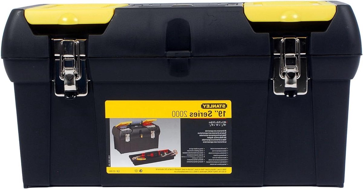 Gereedschapskoffer 49 x 26 x 25 cm - Uitneembare plank - Tool organizer - Robuust en stevig - Metalen sluitingen - Kunststof handgreep