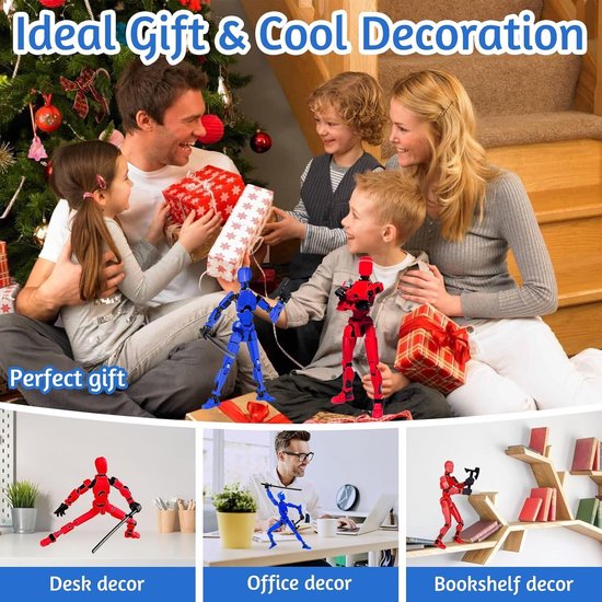 Enluxe Zwarte T13 Stick Action Figure – Flexibele Beweegbare Pop, Verwisselbare Handen en Speelgoedwapens, Creëer je Eigen Gevechtsscene, Perfect voor Kinderen en Verzamelaars