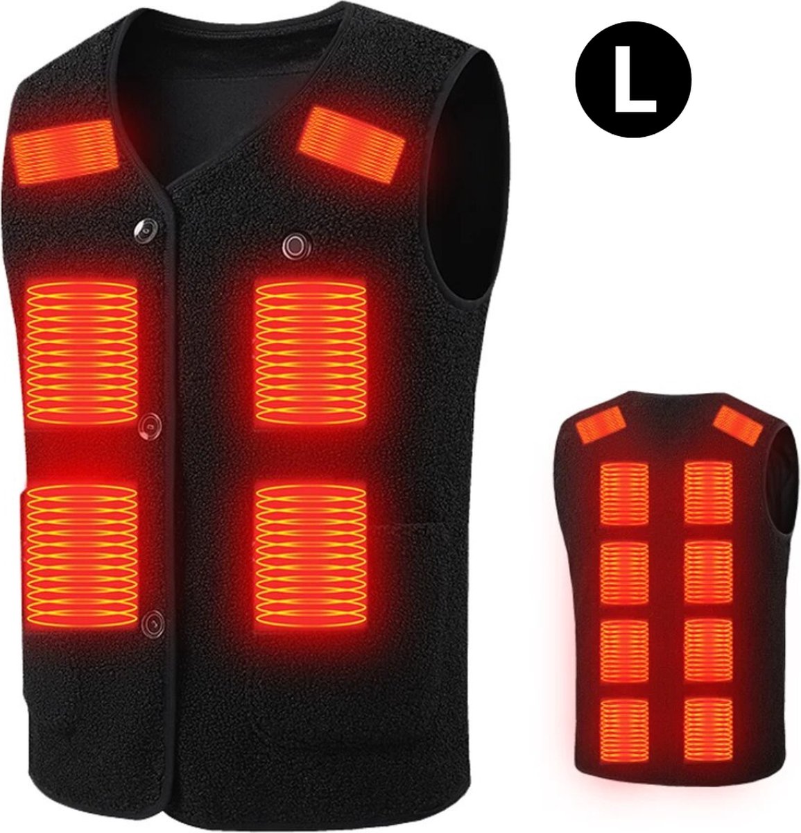 Bovista Verwarmde Bodywarmer Heated Vest Elektrische Bodywarmer Met Knopen Modern Design Zwart
