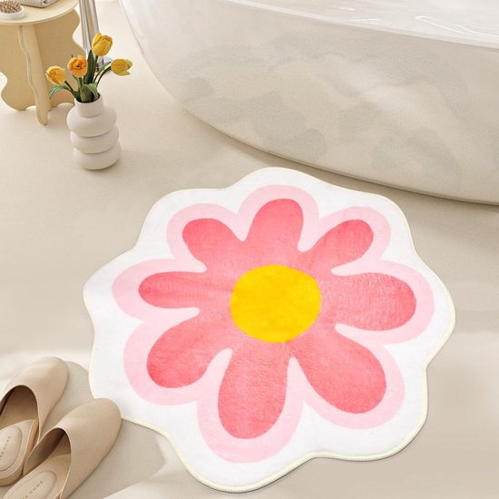 Vloerkleed voor woonkamer, bloemen, zacht, antislip, met hoge hygroscopiciteit, badmat, voetmat, tapijt voor badkamer, keuken, woonkamer, toilet, 65 x 65 cm (geel
