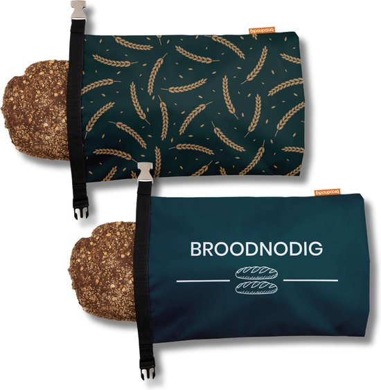 Foto: Broodnodig herbruikbare broodzakken 2pack 100 rpet broodzakken voor zelfgebakken brood broodtrommel thuisbakker diepvrieszak brooddoos groene groet