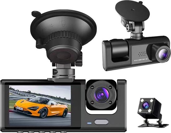 Foto: Royal empire f22 3 in 1 hd dashcam voor auto voor en achter full hd 1080p beeld en nachtvisie bewegingsdetectie en parkeerstand 170 groothoeklens loop recording incl app en 32 gb sd kaart