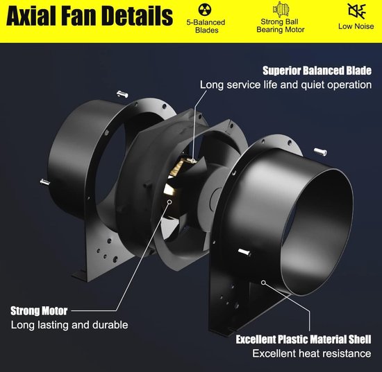 Axiale Buisventilatorset met 3m Slang - 150mm, 334 m³/u, Geschikt voor Kweekruimtes,... | bol