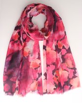 Salvia scarf- Accessories Junkie Amsterdam- Sjaal dames-Lang- Katoen- Shawl- Cosy chic- Cadeau- Fantasie print- Roze