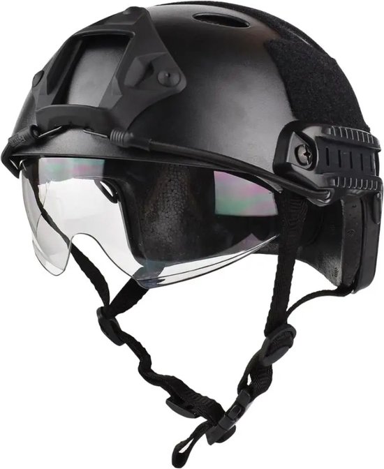 Helm en masker Mich Airsoft met zijdelingse rails NVG met afneembare en verstelbare bril CS helm kit