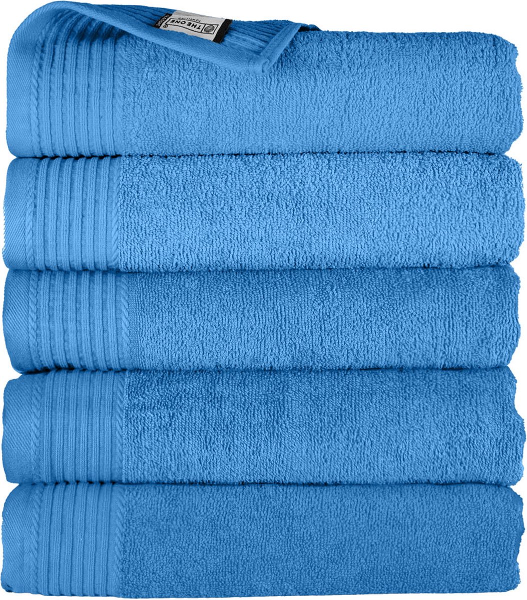 The One Towelling Classic Handdoeken - 70 x 140 cm - 5 Stuks - Voordeelverpakking - Hotelkwaliteit - 100% Gekamd katoen - Sneldrogend - Handdoekenset - Badhanddoek - Aqua Azure