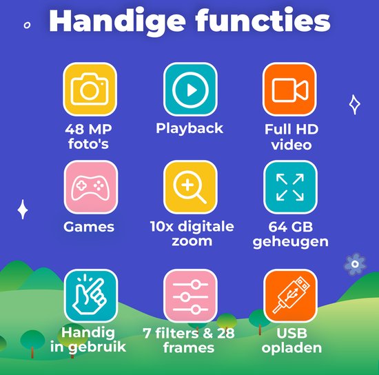 Denver Kindercamera Full HD met Printer - Selfie Camera - 48MP - Digitale Camera Kinderen - Foto en Video - Spelletjes - KPC1370 - Roze