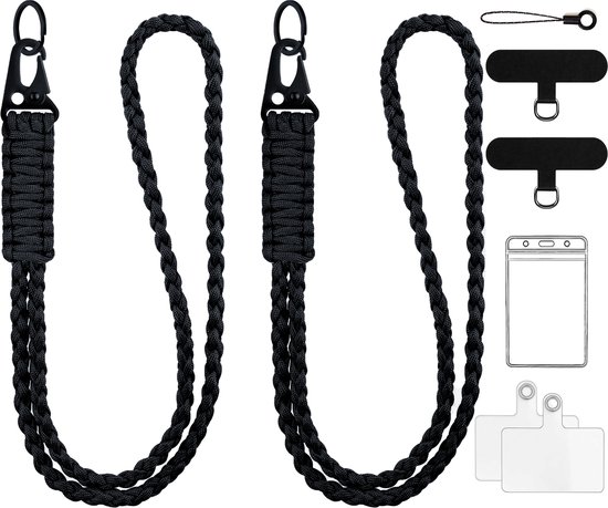 Foto: Paracord heavy duty lanyard keycord badgehouder musketonhaak keykoord sleutelhanger met sleutelringen universeel telefoonkoord telefoonketting koord sleutels badge houder telefoon gsm koord karabijnhaken sleutelkoord pashouder ketting