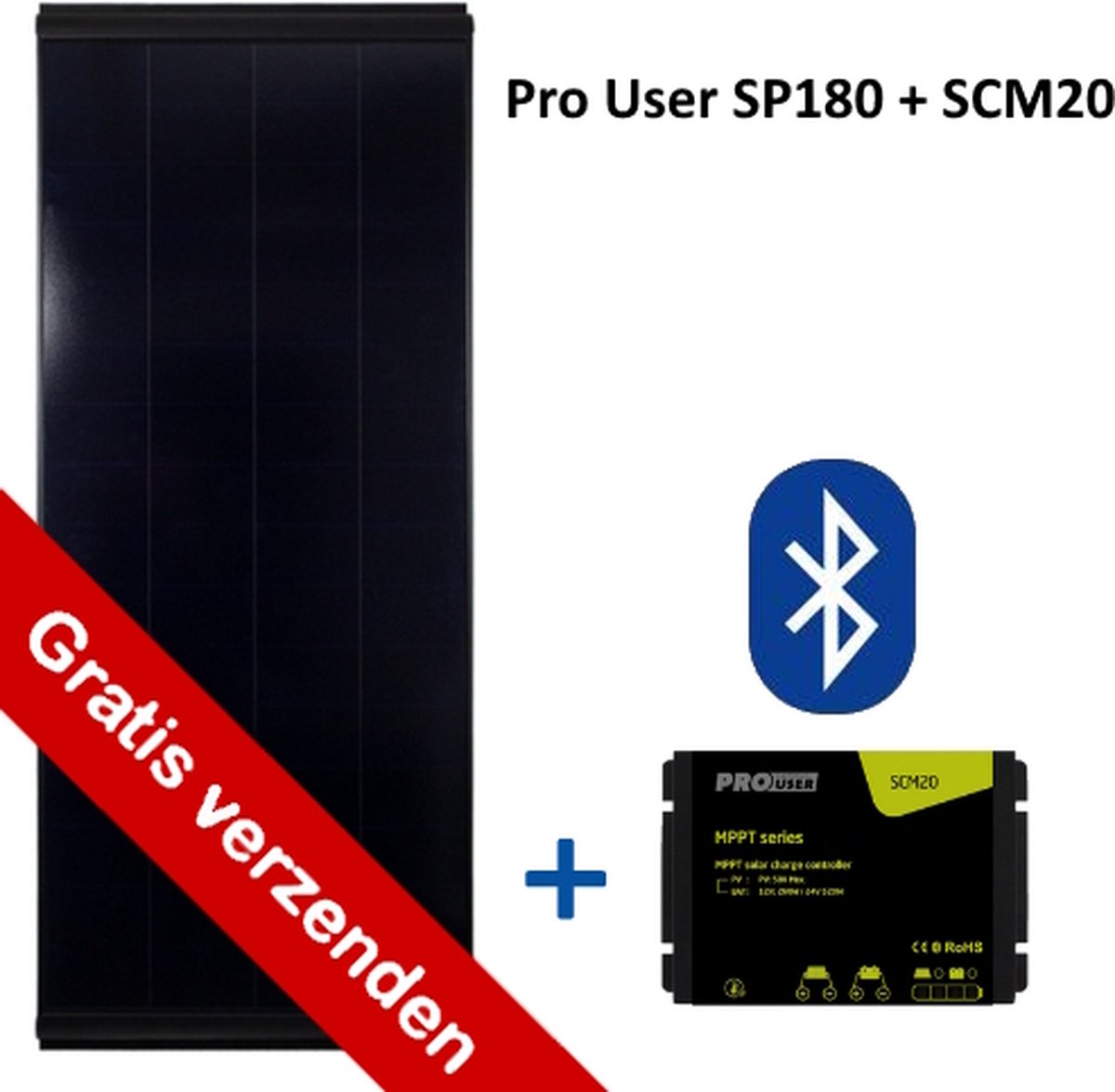 Pro User SP180 zonnepaneel incl. SCM20 laadregelaar(BT versie)