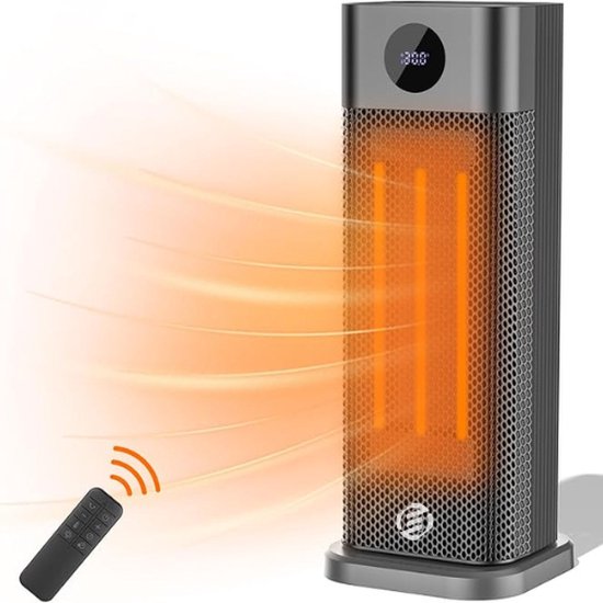 Equivera Elektrische Kachel - Draagbare Verwarming - 3 Verwarmingsstanden - Instelbare Temperatuurregeling - Veiligheidsfuncties