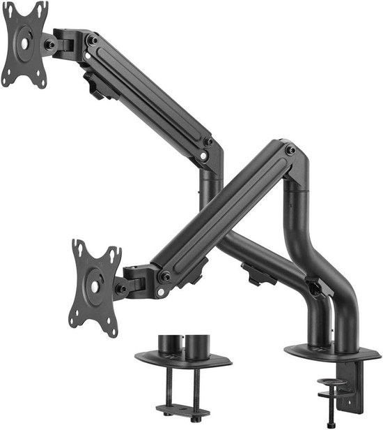 ELIVED Monitor Halterung 2 Monitore für 13-32 Zoll LED/LCD Bildschirm von VESA 75/100, Dual Monitor Halterung Neigbar 160° Schwenkbar 180°, Höhenverstellbar Monitor Arm Schreibtisch, 8 kg pro Arm