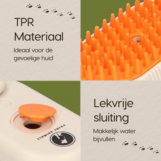 Stoomborstel voor katten, zelfreinigende voor het verwijderen