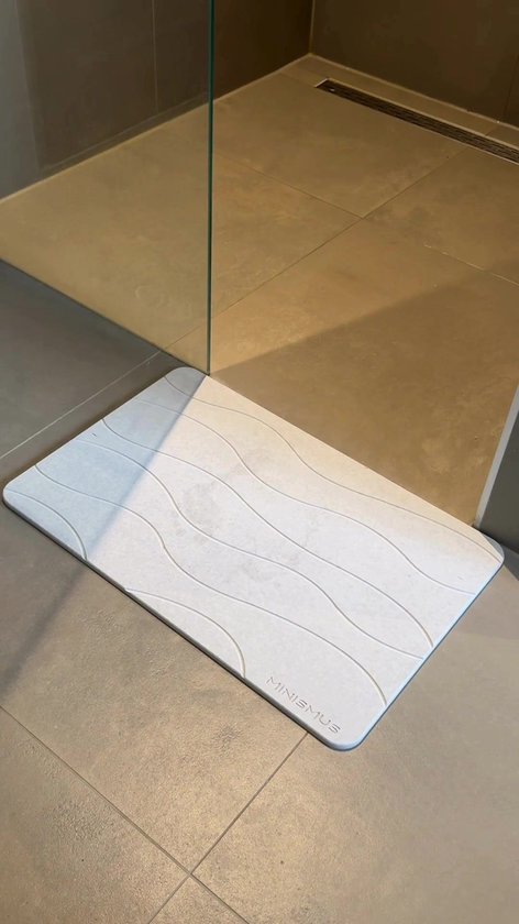 Minismus Badmat à séchage rapide en diatomite 60x40 cm - Tapis de douche antidérapant Séchant en 30 secondes - Badmat de Droog absorbant - Tapis de Douche - Badmat de bain en pierre - Tapis de salle de bain - Tapis de toilette Grijs