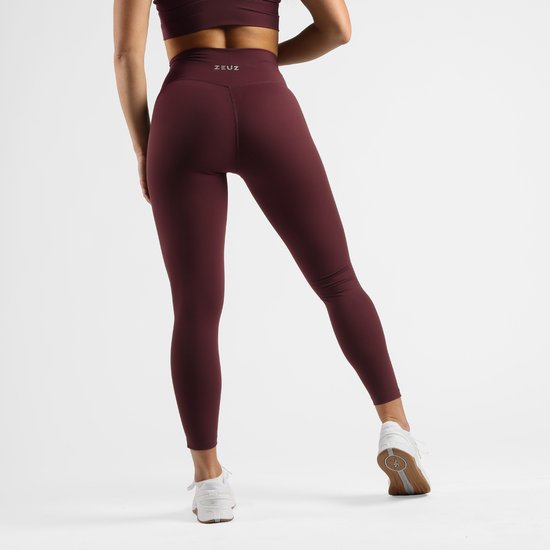 ZEUZ Sport Legging Dames High Waist - Sportkleding & Sportlegging Squat Proof - Fitness & Crossfit - Hardloopbroek, Yoga Broek - 70% Nylon & 30% Elastaan - Bordeaux Rood - Maat M van ZEUZ — afbeelding 3
