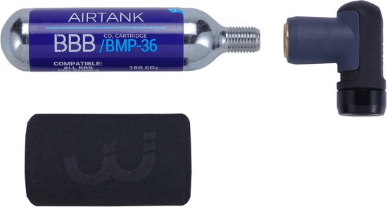BBB Cycling Co2 Pomp Racefiets AirPush - Minipomp Co2 Adapter Inclusief Co2 Patroon en Beschermhoes - BMP-111