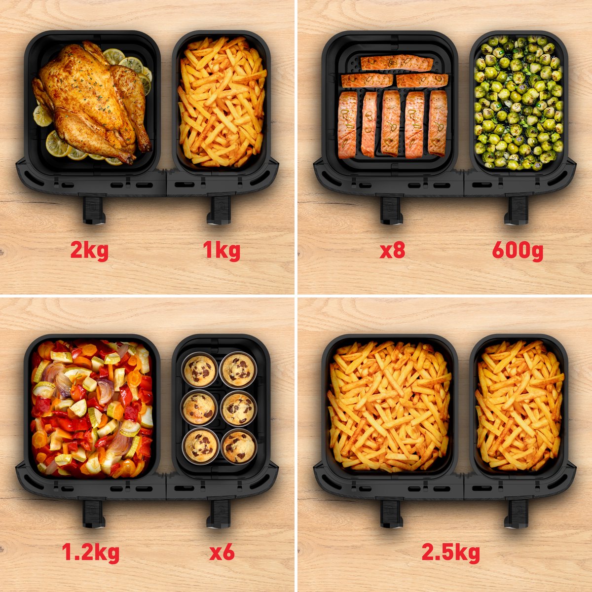 Afbeelding 3 van Moulinex Dual Easy Fry XXL EZ9428 - Dubbele Airfryer - 11 L