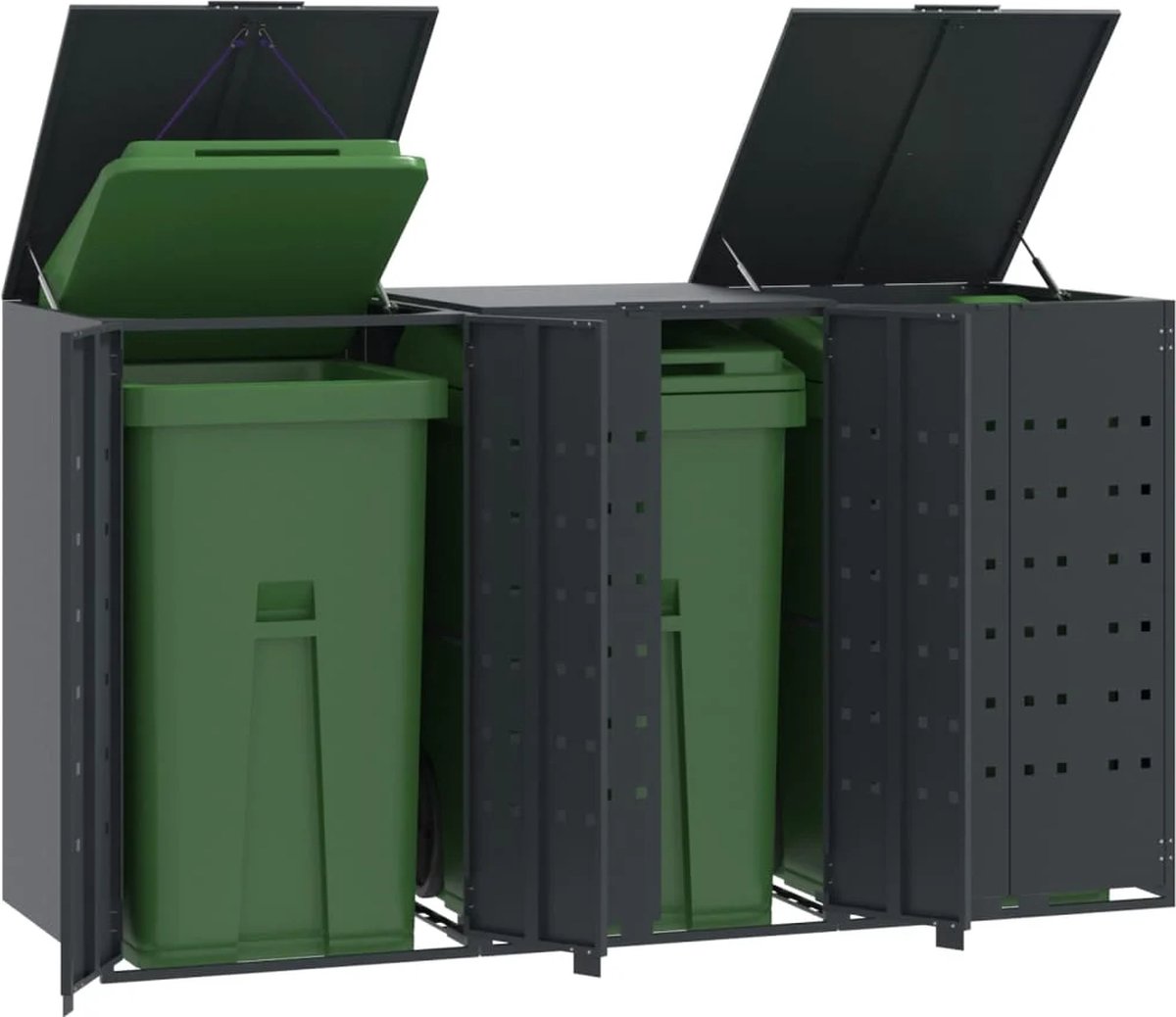 Kliko ombouw - UV-bestendig - Container - Berging - 3 Afvalbakken - Staal - Weerbestendig - Antraciet