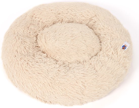 Pet Perfect Donut Hondenmand 60cm - Fluffy Hondenkussen - Hondenbed - Beige - Wasbaar