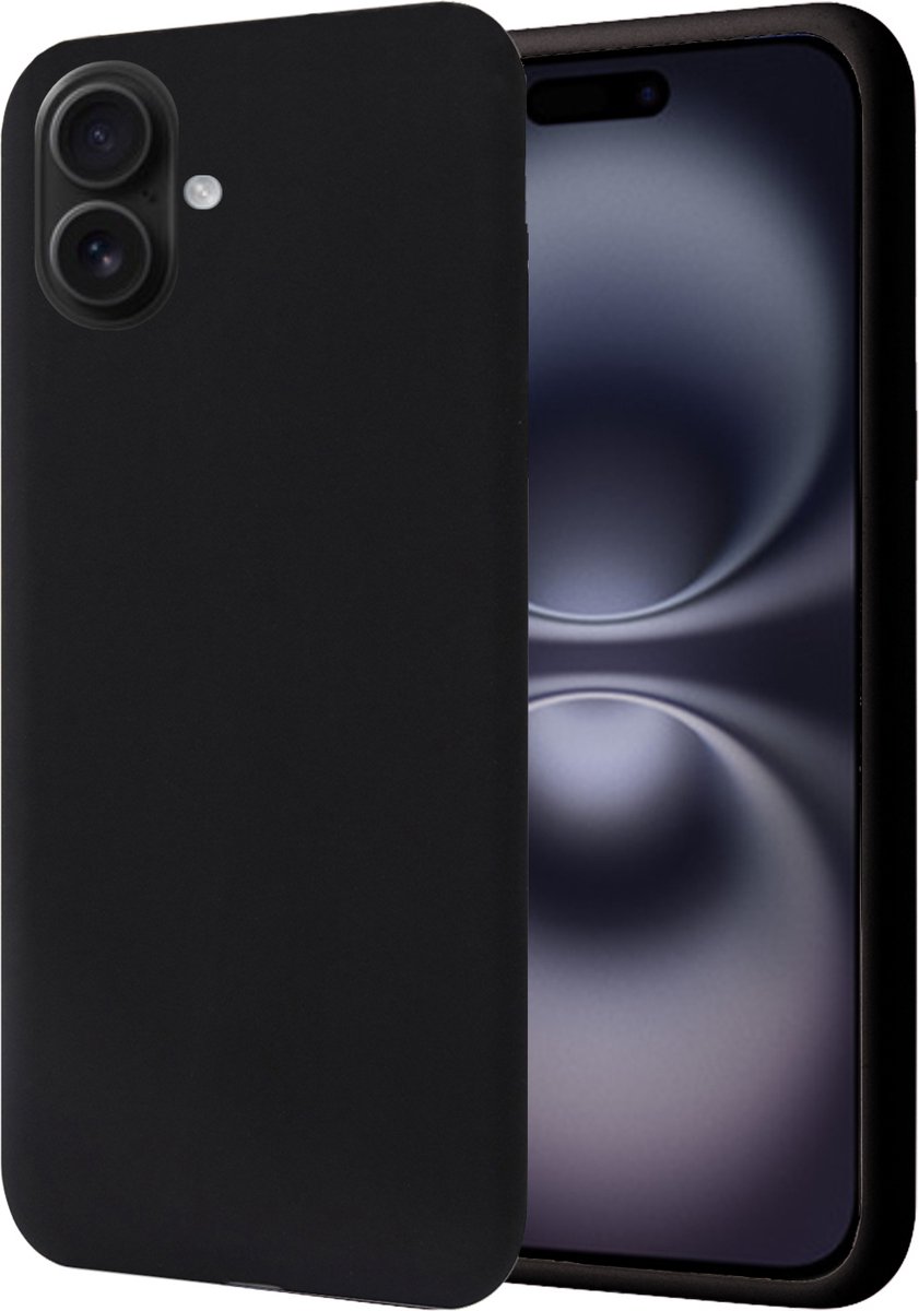 Hoesje geschikt voor iPhone 16 Plus - Matte Case Zwart met Fluweelzachte Binnenzijde