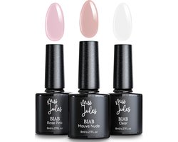 Miss Jules® BIAB 3 Populaire Kleuren – Builder in a Bottle – BIAB Nagel Builder Gel – BIAB Set - HEMA & TPO Free - Instructievideo (NL)
