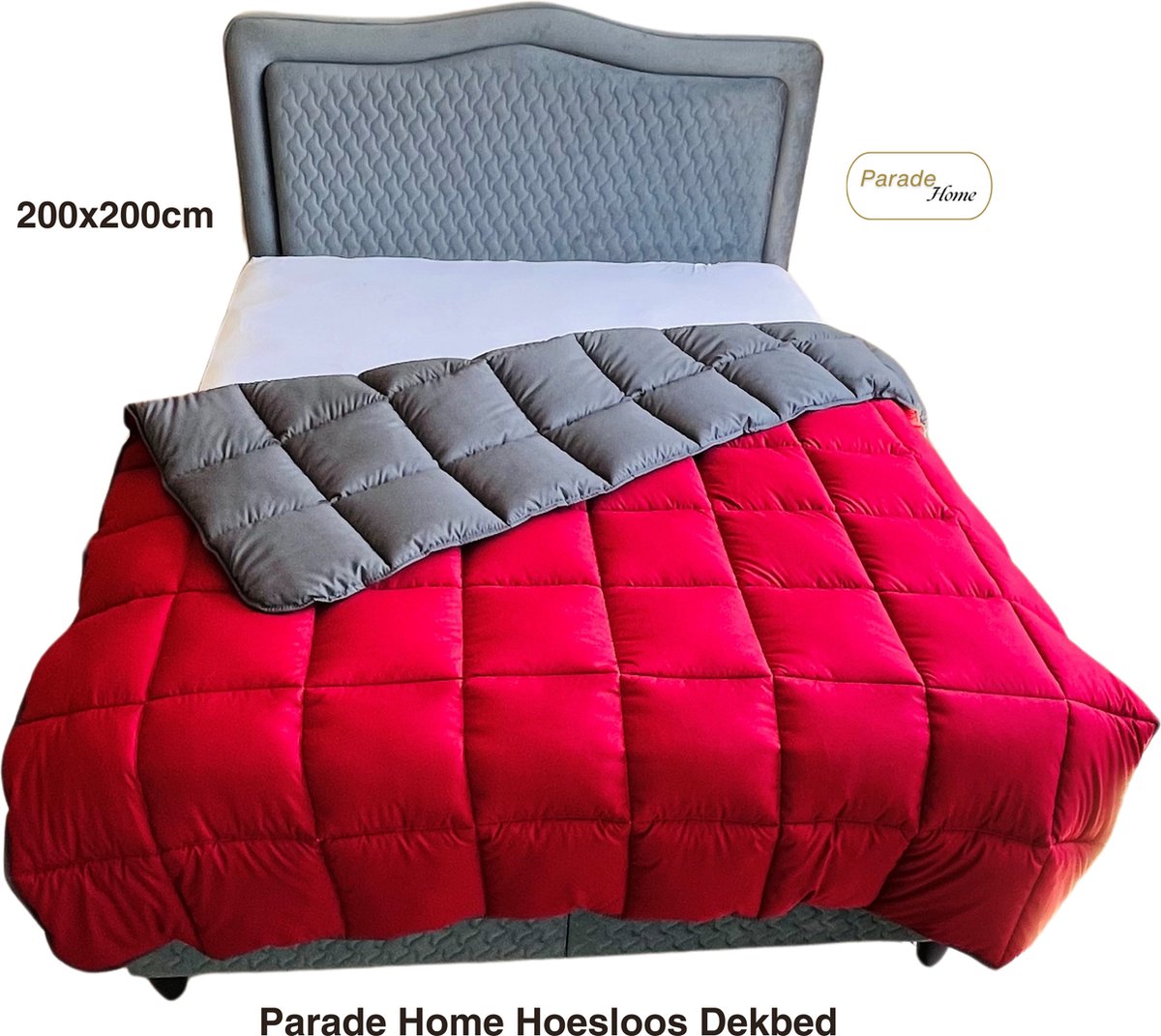 Parade Home® - Gemakdekbed - Hoesloos & Wasbaar - Rood/Antraciet - 200x200 cm