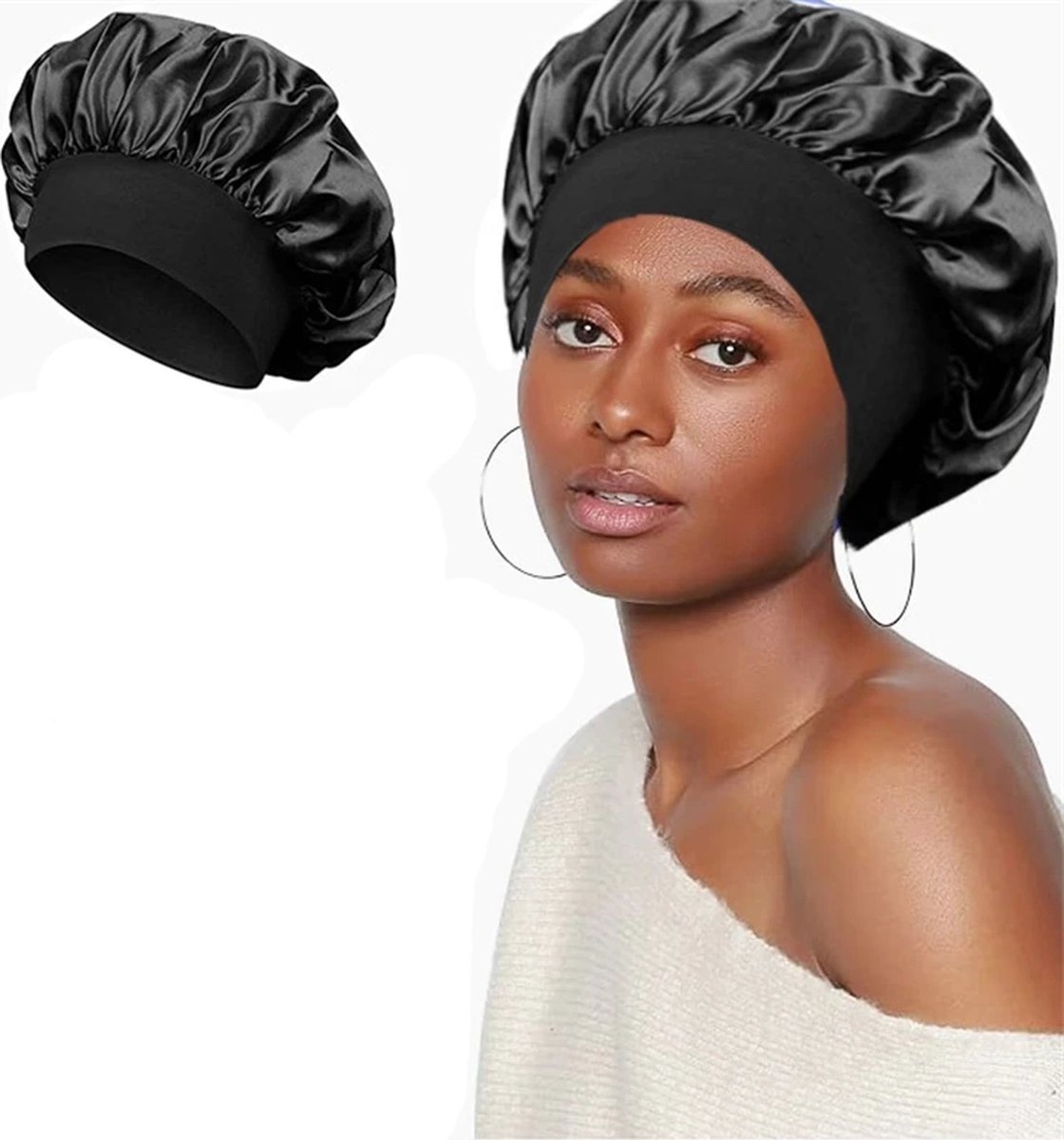 CHPN - Slaapmuts - Bescherm je haar tijdens het slapen - Haarverzorging - Nachtrust - Sleep Cap - Bonnet - Haarbeschermer - Zwart