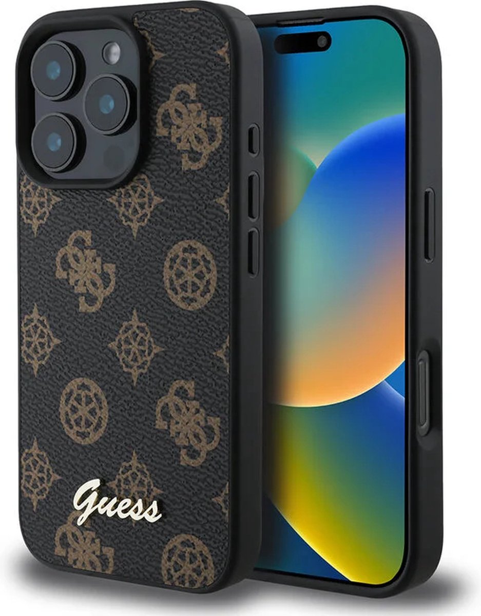 Guess iPhone 16 Pro Max Backcover hoesje Magsafe PU peony – Bruin