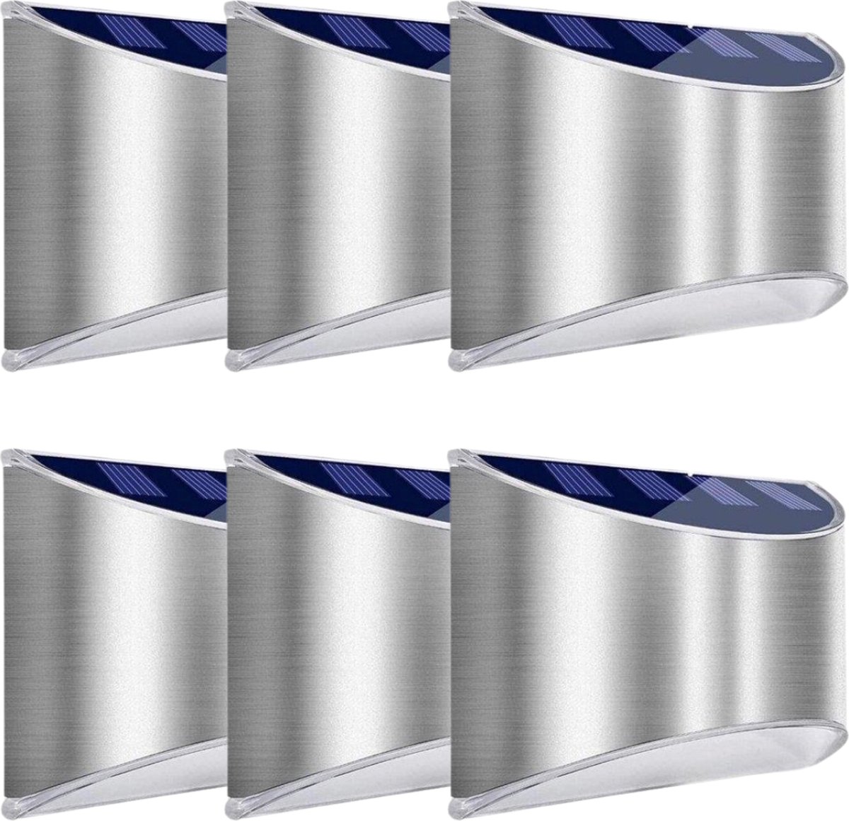 Wandlamp - Op Zonne-Energie - Met Schemersensor - Buitenlamp - Tuinverlichting - RVS - 6 STUKS