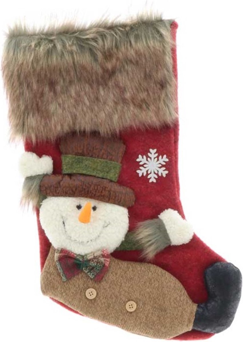 Unique Living Stocking Vidar 23x46cm Kerstsok red snowman