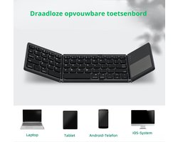 Opvouwbaar toetsenbord - Mini toetsenbord - Opvouwbaar toetsenbord Bluetooth 5.0 met touchpad - Draagbaar draadloos toetsenbord voor tablet/mobiele telefoon/pc/iOS/Android/MacOS/Windows - Zwart
