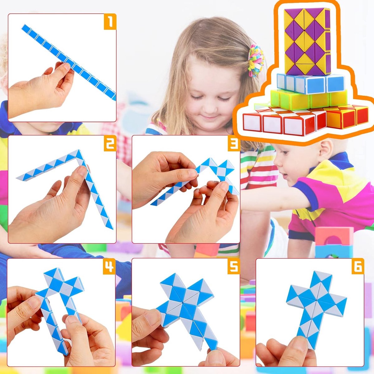 Partizzle 12x Fidget Toys Slangen Pakket - Puzzel Slang Uitdeelcadeautjes - Sensorisch / Educatief Klein Speelgoed - Grabbelton Traktatie Cadeautjes - Voor Kinderen & Peuters - Gekleurd — afbeelding 9
