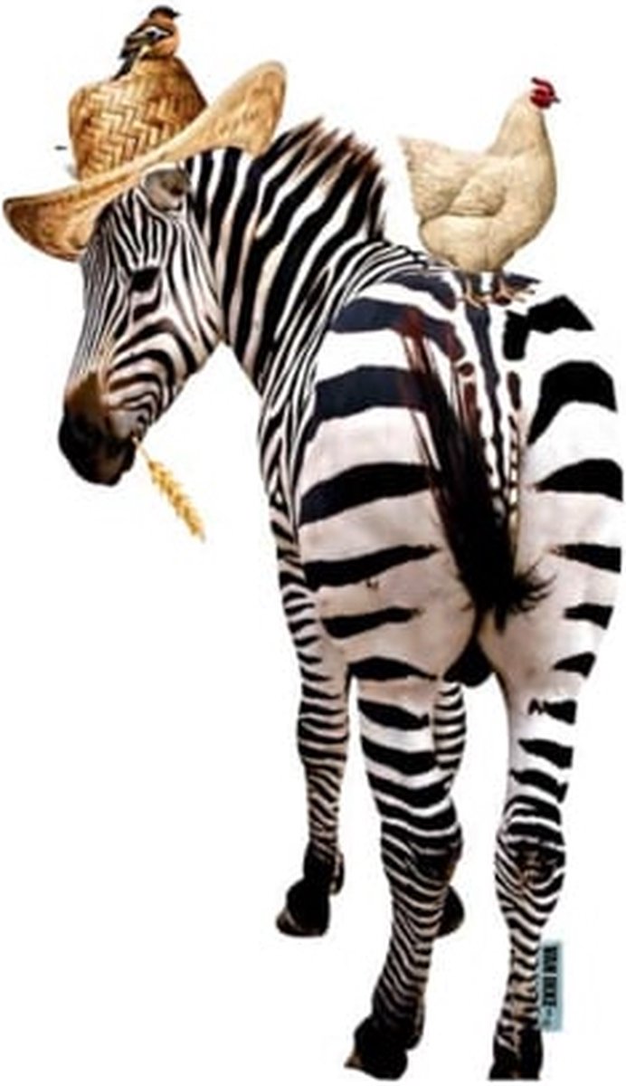 Muursticker Zebra met kip