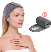 SIMIA™ - Premium Verstelbaar Badstof Hoofdband - 3 STUKS - Grijs